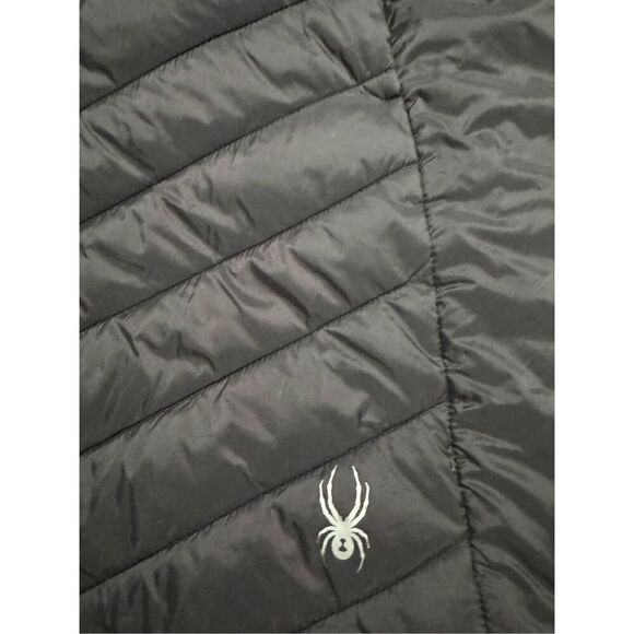 Spyder Black puffer thermal Hooded quilted long jacket front zipper L - Picture 6 of 15